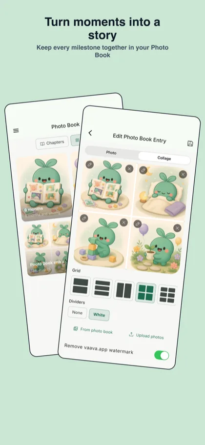 Vaava Photo Book collage editor with Sprig illustrations